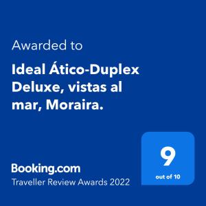 apartamento ático - Hotel Ideal Ático-Duplex Deluxe, vistas al mar, Moraira.